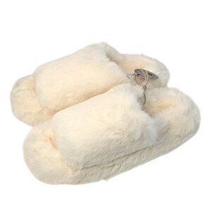 Anthropologie Maeve Womens Fluffy Hard Sole Slip On Slipper Shoes, Size L 10-11